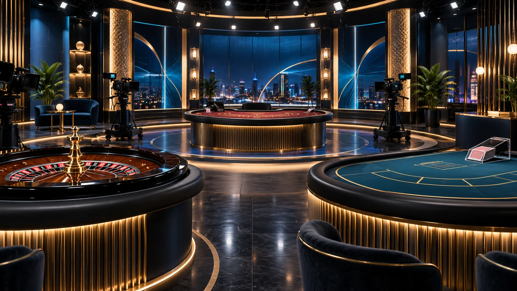 Original JILI Live guide banner showing an empty professional live casino studio